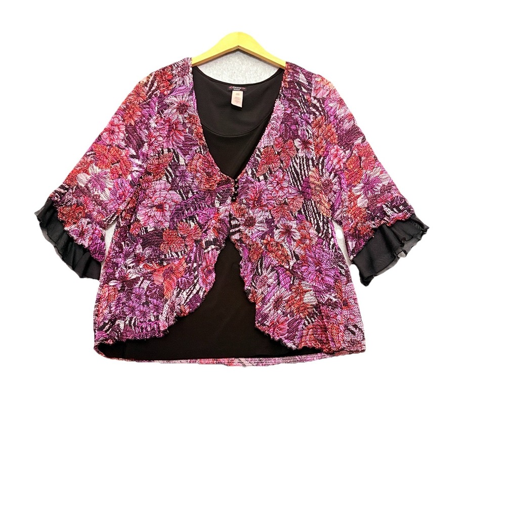 Cocomo Size 2X Cardigan Top with Built-In Cami Crinkle Stretch Whimsigoth Fairy
